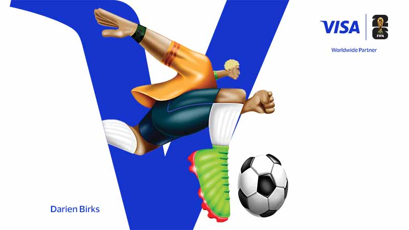 Artwork by Darien Birks, a Texas‑based artist, created for Visa’s Reimagine FIFA World Cup 2026 collaboration.